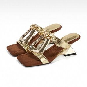 Elegant Gold Women's Heeled Sandals